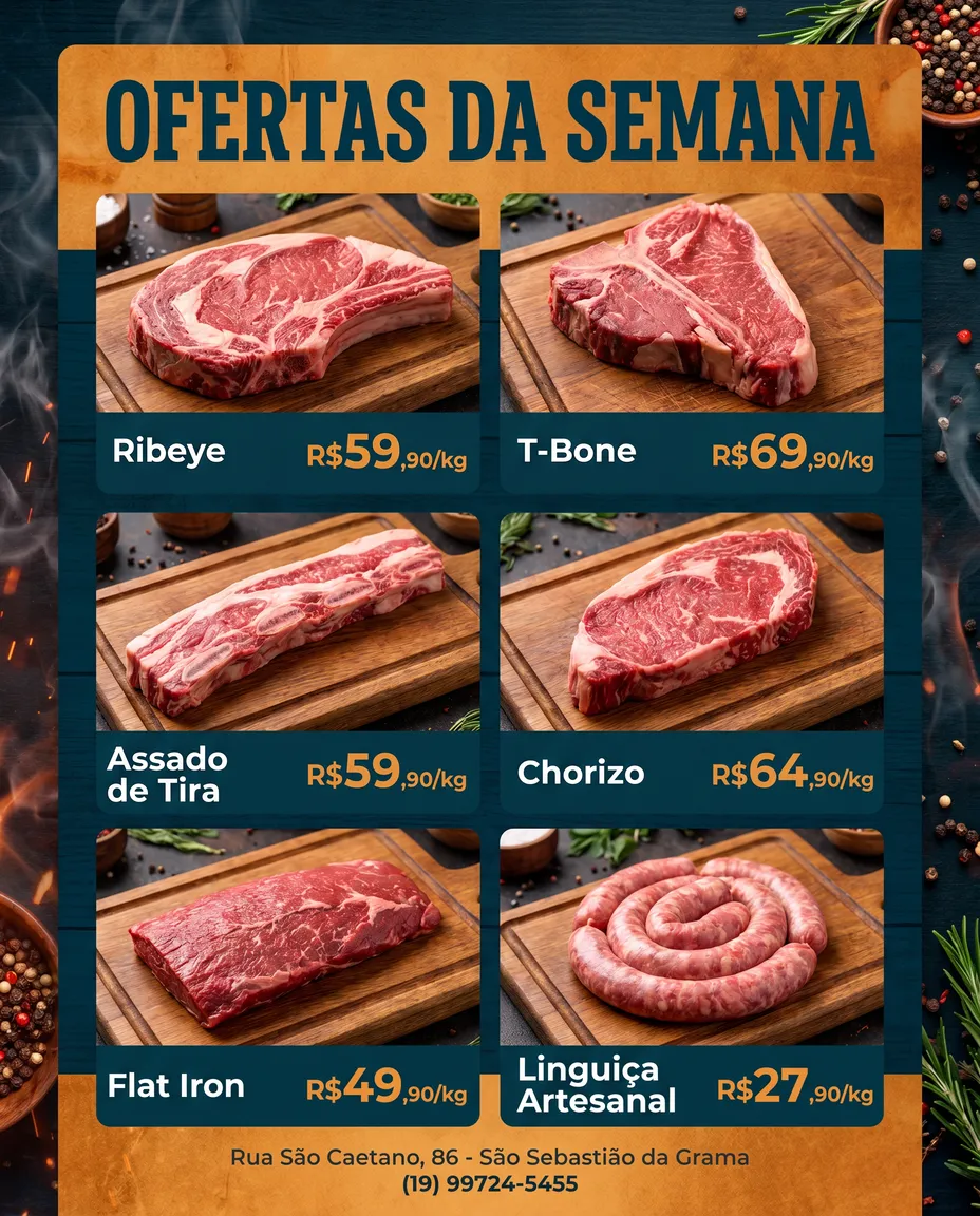 Arte profissional para açougue gerada pela FARM — exemplo 8